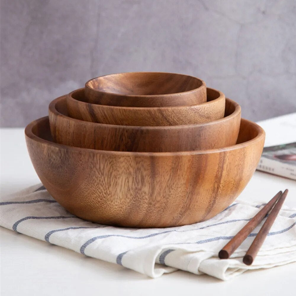 Salad Decoration Practical Bowl Fruit Large Wooden Kitchen Bamboo Bowl