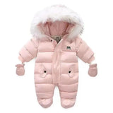 Winter Baby Jumpsuit Thick Warm Infant Hooded inside Fleece Rompers Newborn Boy Girl