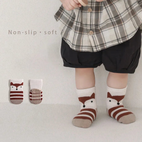 Anti-Slip Baby Socks Cartoon Animal Print Infant Girls Floor Socks 5 Pairs