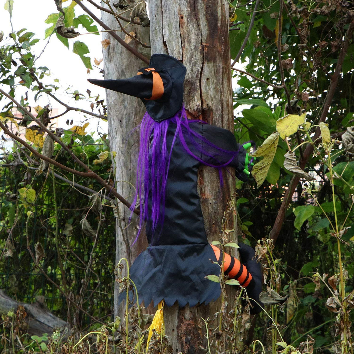AYOGU Classic Crashing Witch, Hanging Halloween Decor Crashed Witch Outdoor Halloween Decorations (Witch)