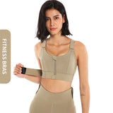Large Size High-Strength Sports Bra Women'S Shockproof Running Big Chest Small Front Zipper Fitness Yoga Clothing Vest Underwear