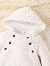Autumn and Winter Baby Warm Windproof Outdoor Solid Color Plush Hoodie Long Sleeve Pant