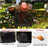 Animated Halloween Decorations Outdoor Scary Groundbreaker Zombie Props with LED Eyes, Swing Body and Creepy Sound, Perfect Zombie Decor for Halloween Lawn Graveyard Haunted House Outdoor Decoration
