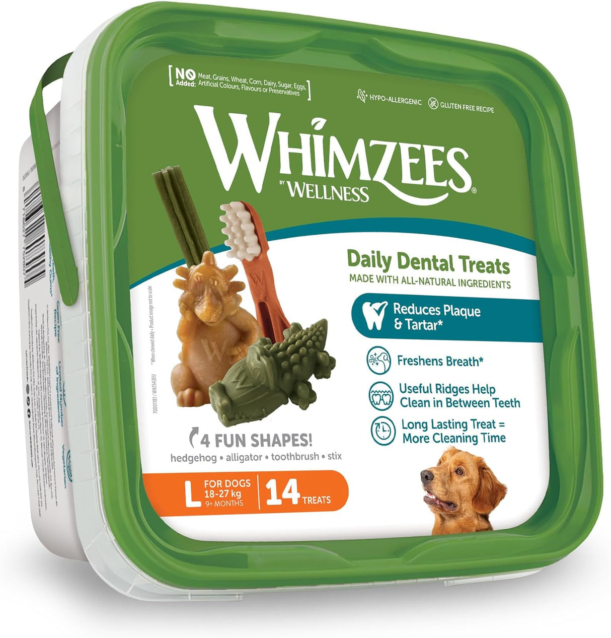 WHIMZEES by Wellness Gemischte Vielfaltsbox, Natürliche, Getreidefreie Zahnpflegesnacks, Kaustangen Für Kleine Hunde, 14 Stück, Größe L